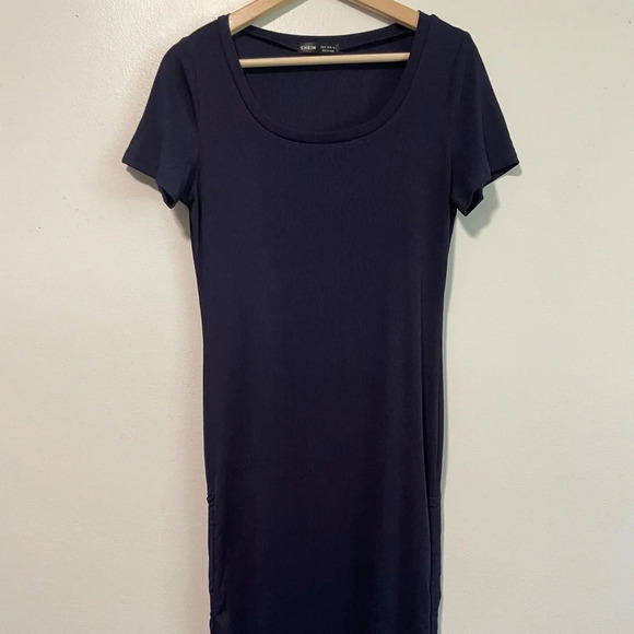 Shein Women’s Navy Blue Drawstring Ruched Side Scoop Neck Dress - Medium - Picture 4 of 10